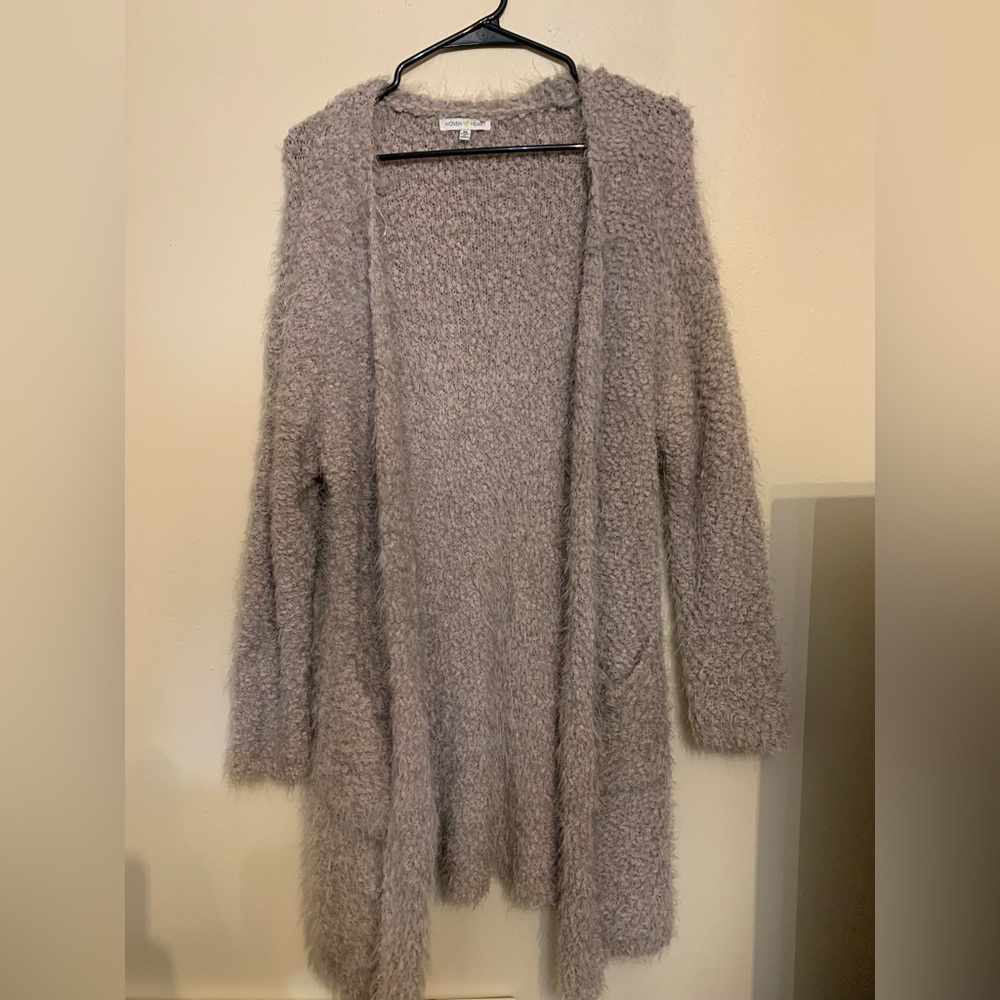 WOVEN HEART Soft Fuzzy Cardigan